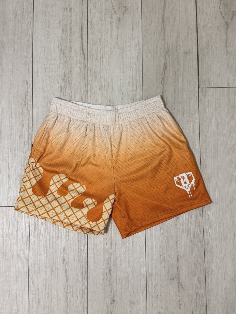 Baseball Lifestyle 101 Ice Cream Shorts Creamsicle Mesh 5" Orange Adult Small